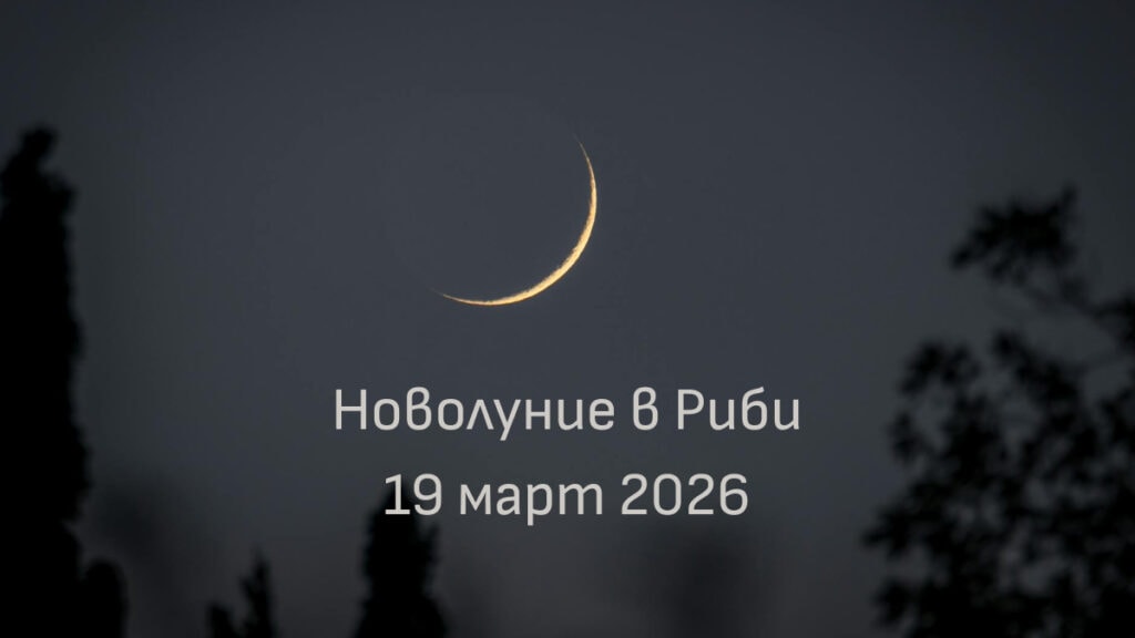 Тънък полумесец в нощното небе при новолуние