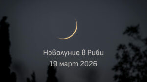 Тънък полумесец в нощното небе при новолуние